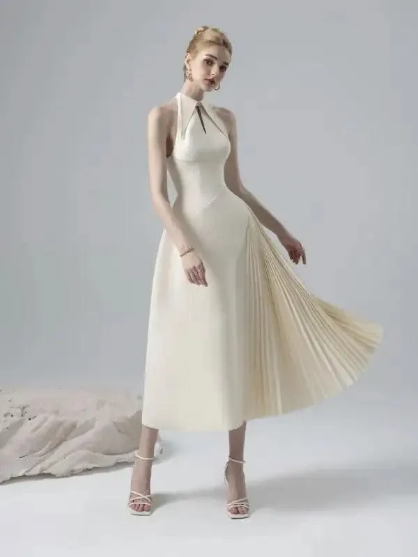 2024 Asymmetrical Pleated A-Line Dress for Effortless Elegance