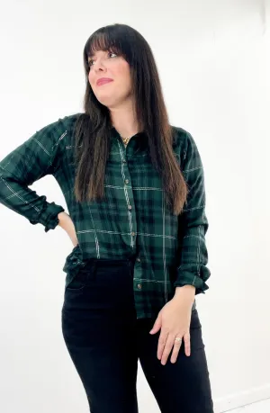 Adeline Collared Button Down Plaid Top