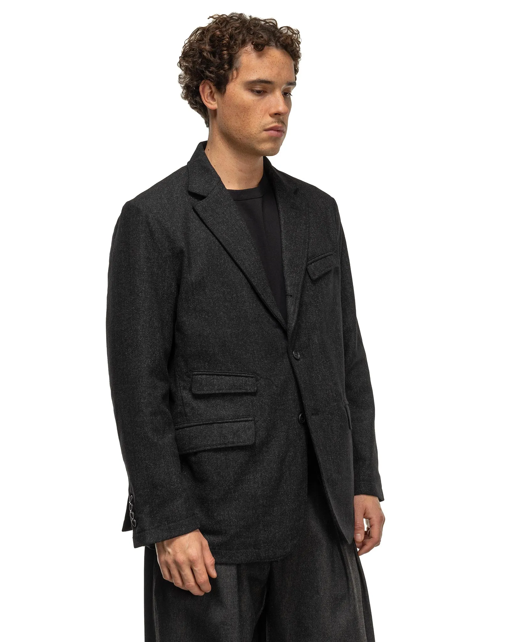 Andover Jacket Charcoal Poly Wool Printed