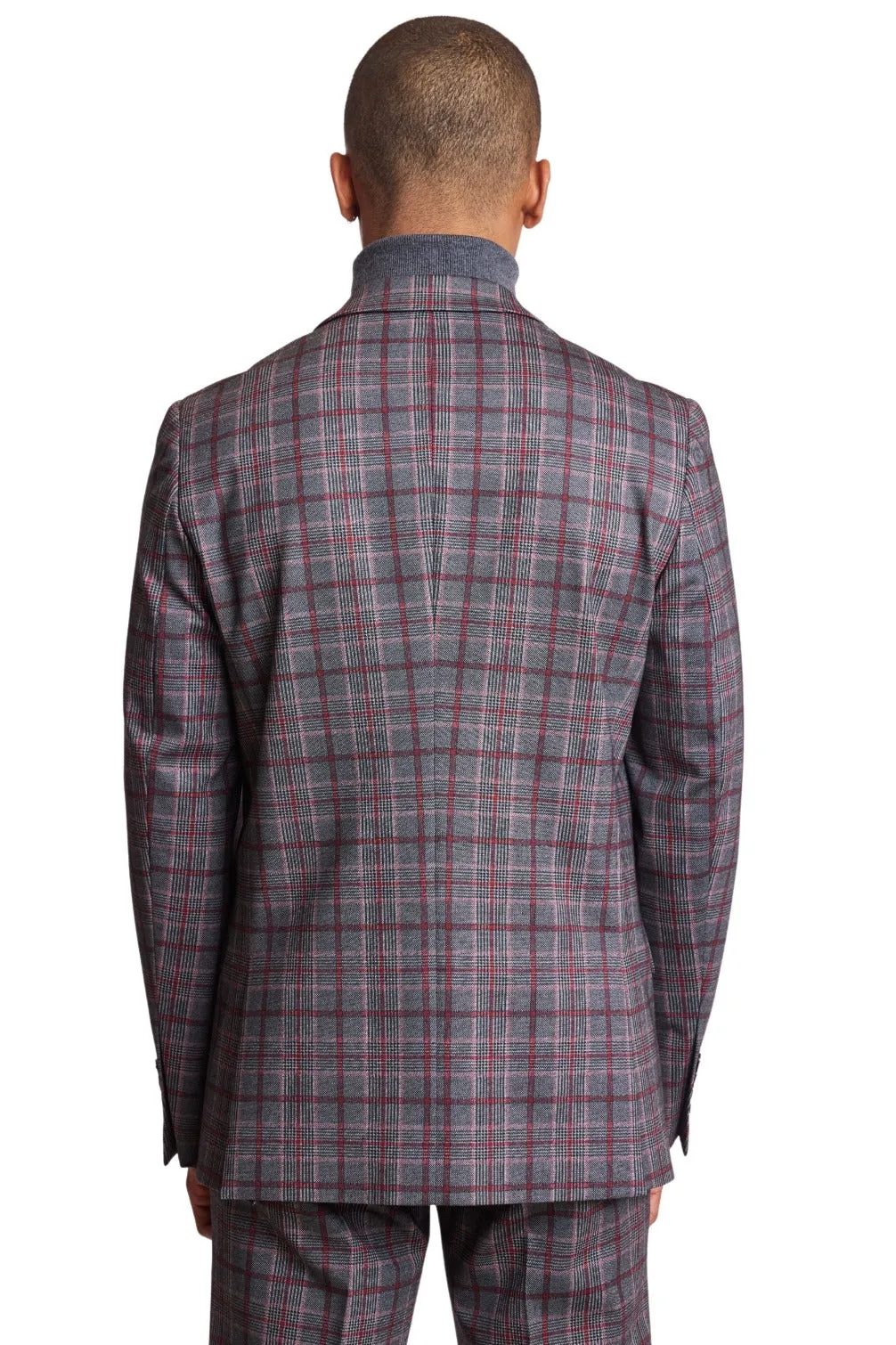 Ashton Peak Jacket - slim - Charcoal Burgundy Pink Check