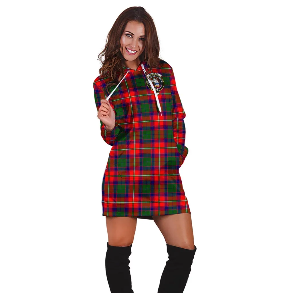 Belshes Tartan Hoodie Dress with Family Crest