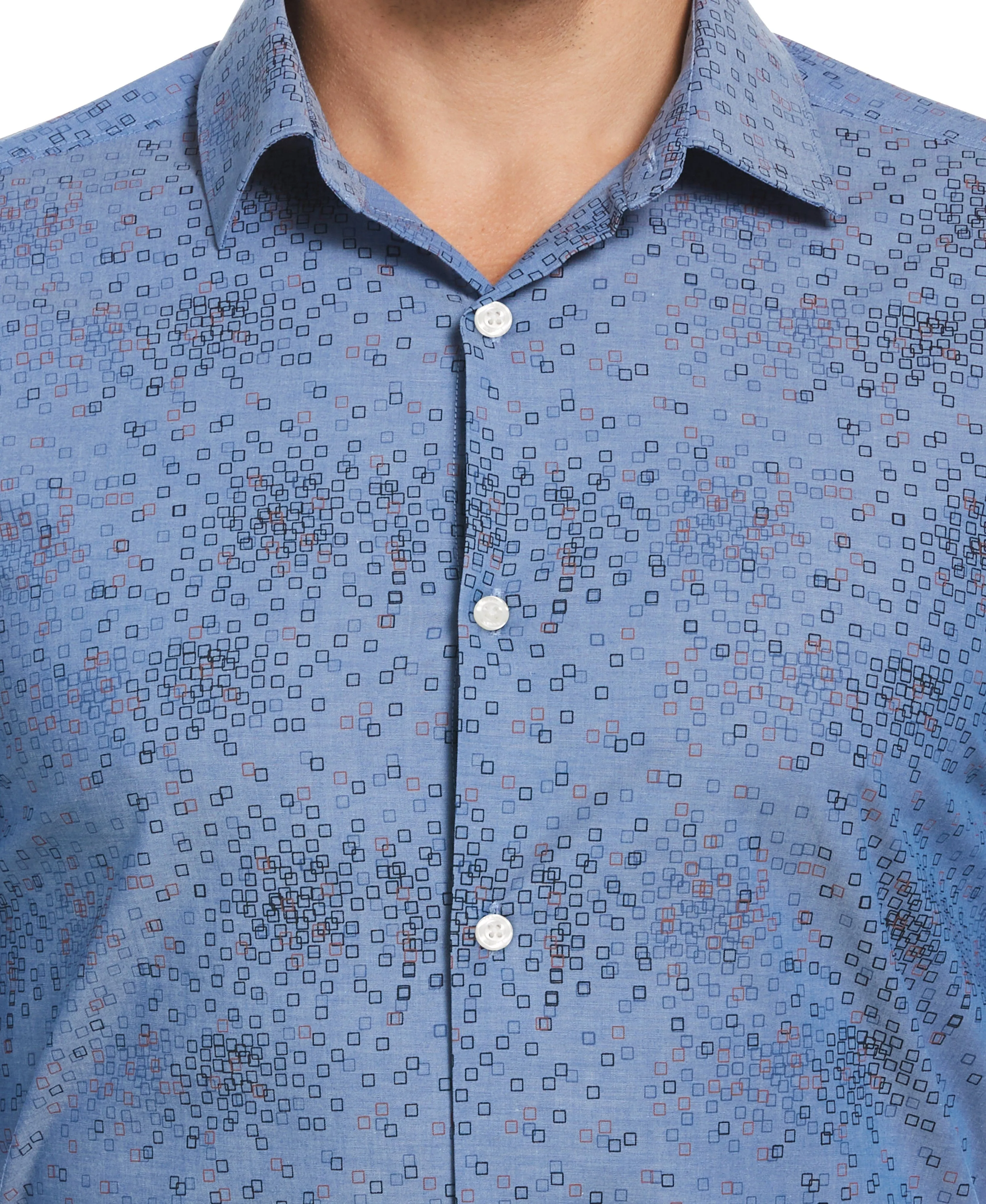 Big & Tall Chambray Square Print Stretch Shirt