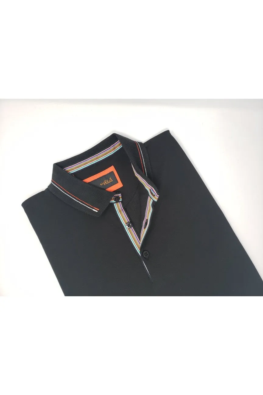 Black Polo With Colorful Trim