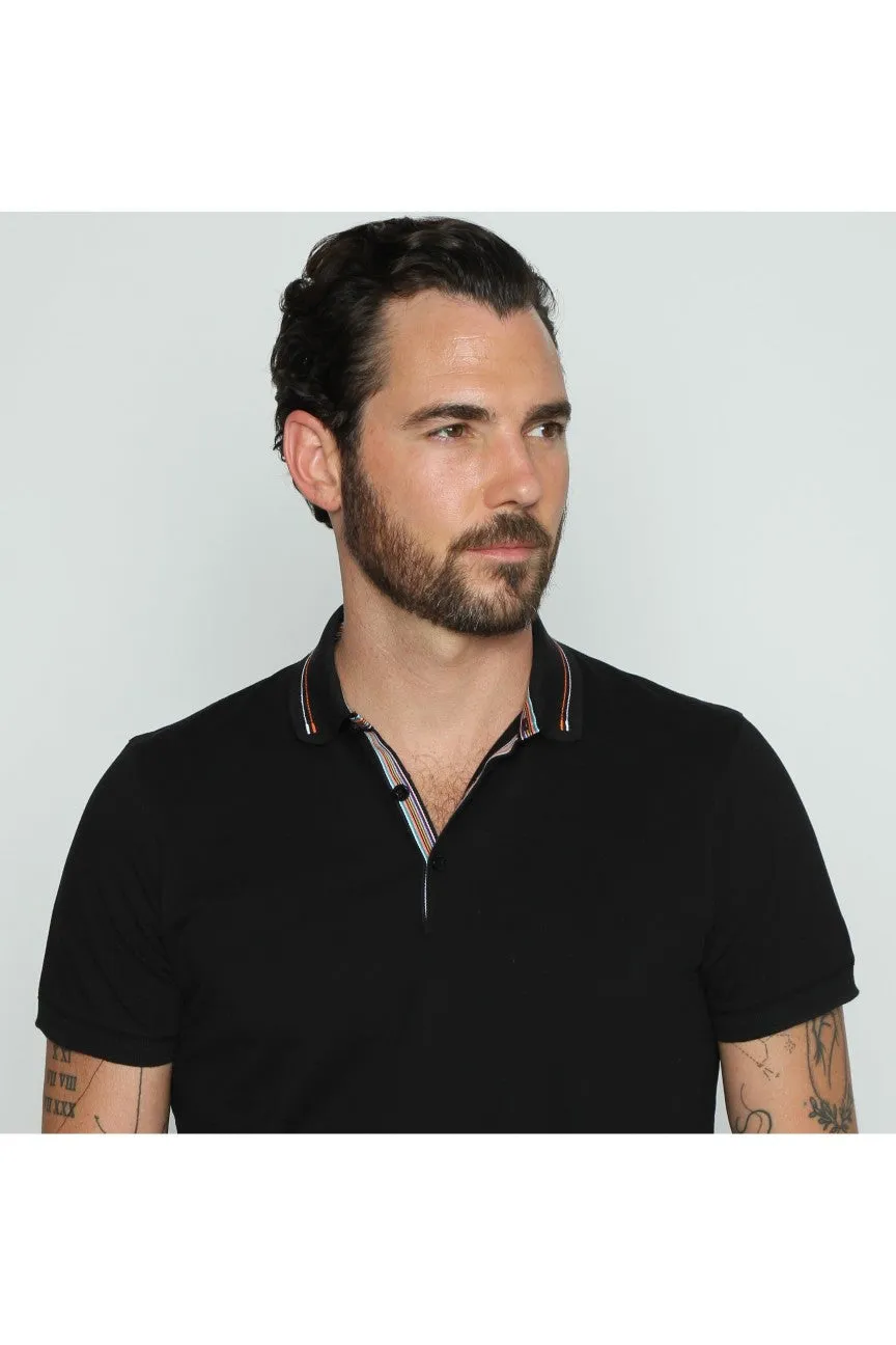 Black Polo With Colorful Trim