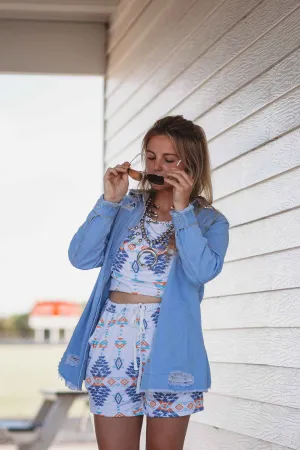 Blue Ripped Denim Jacket