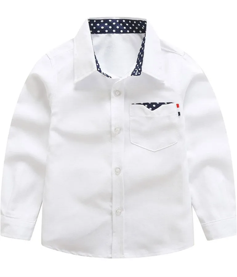 Boy's Cotton Long-sleeve Shirt - White