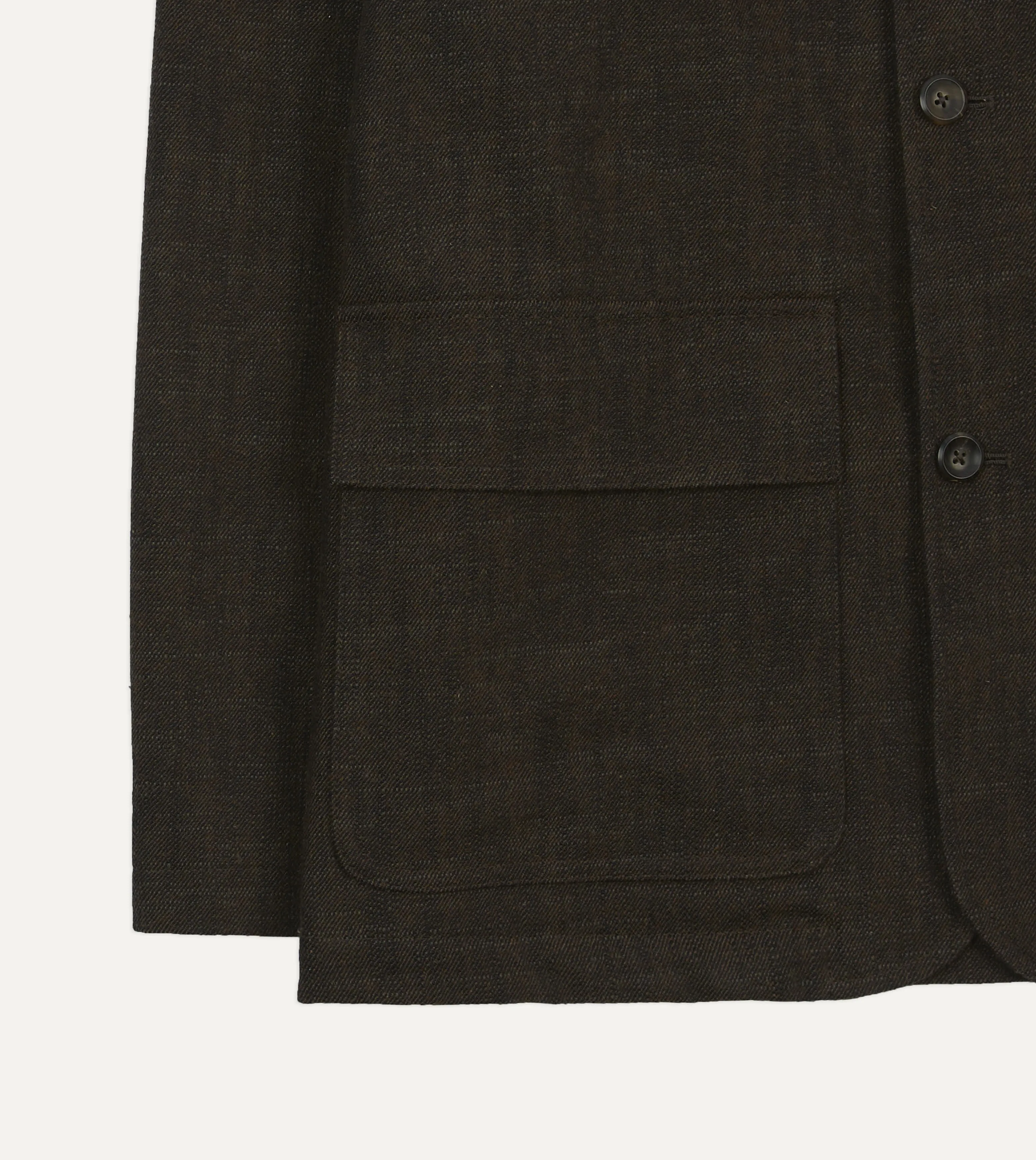 Brown Wool-Cotton Three-Pocket Chore Jacket