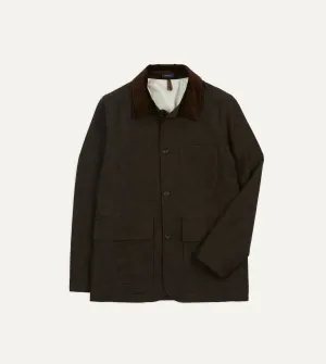 Brown Wool-Cotton Three-Pocket Chore Jacket