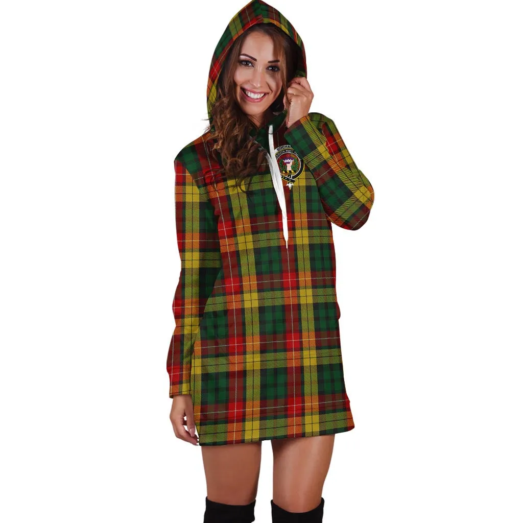 Buchanan Tartan Hoodie Dress with Family Crest