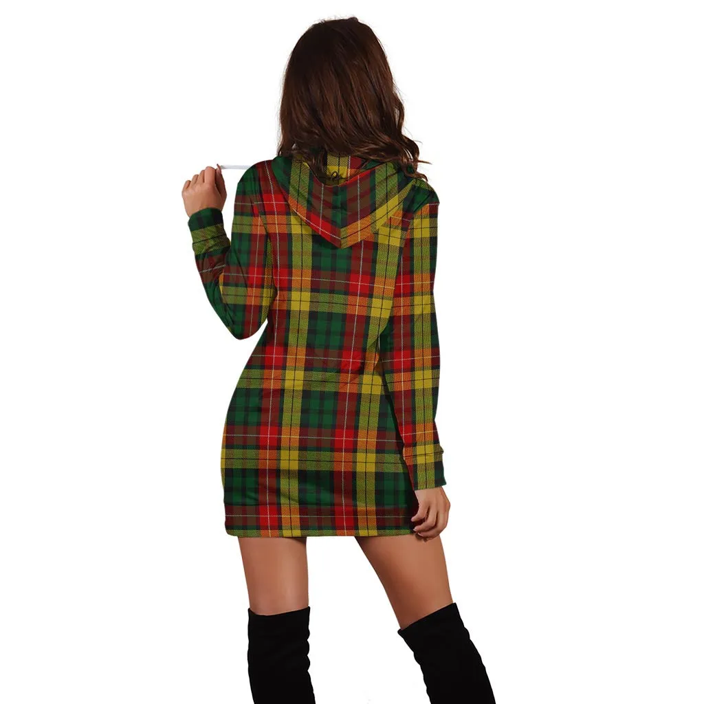 Buchanan Tartan Hoodie Dress with Family Crest