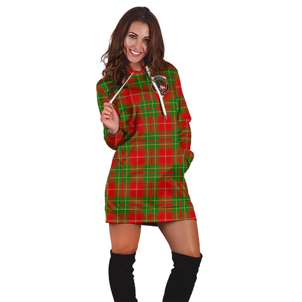 Burnett Tartan Hoodie Dress with Family Crest