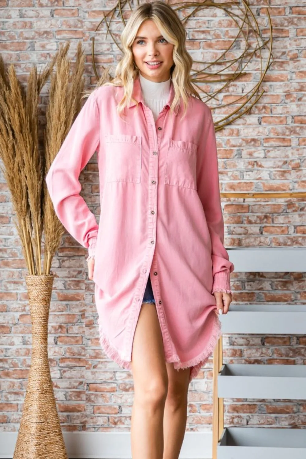 Button Down Maxi Shirt Dress Women's Long Sleeve Long Shirt