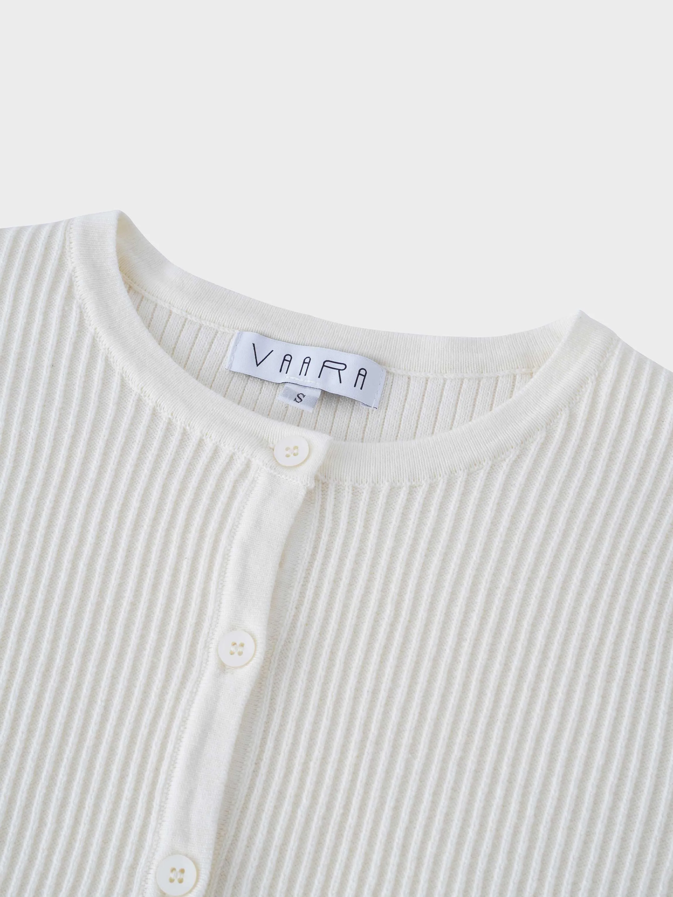 Button Down Ribbed Cardigan-Ivory