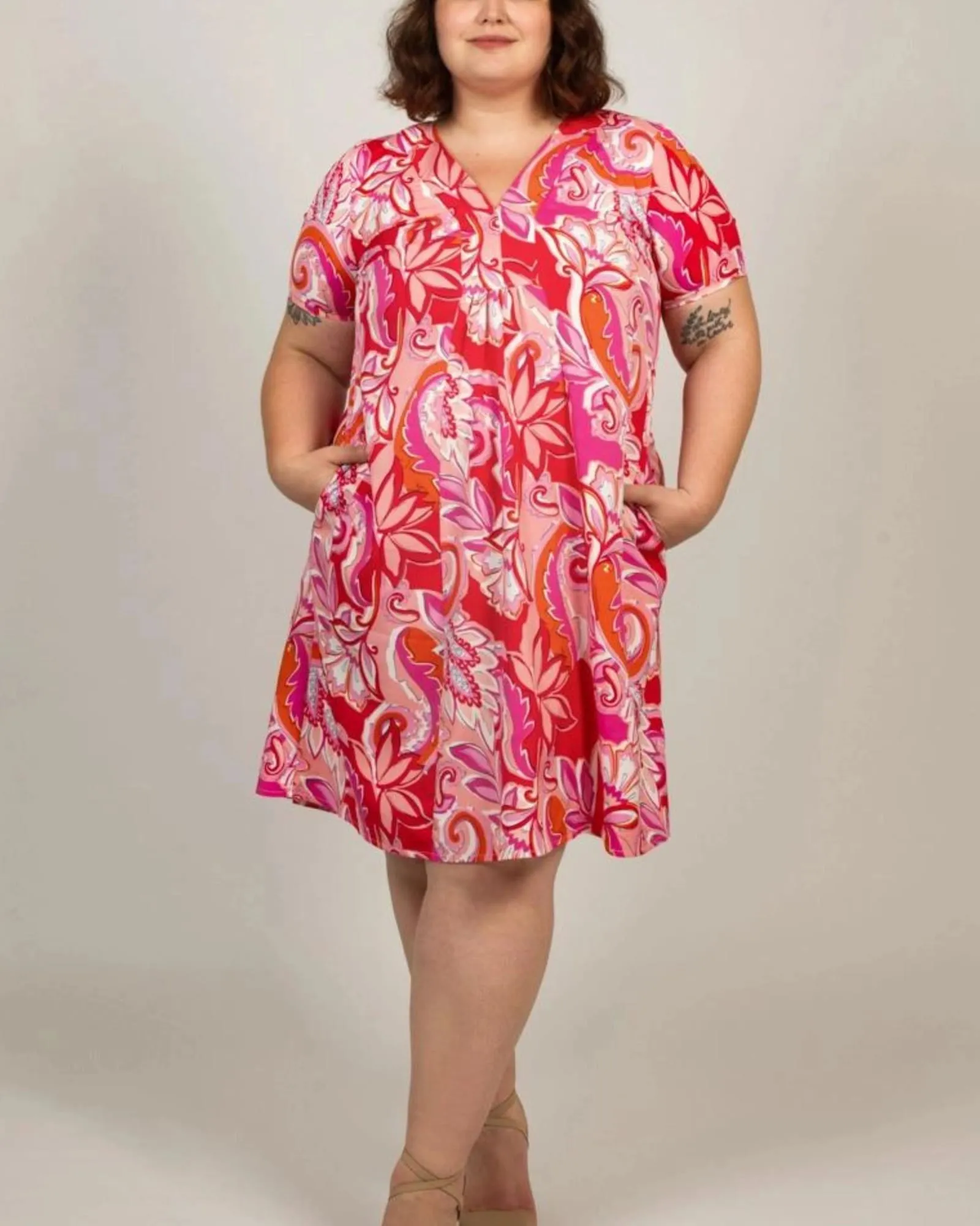 Candy Dress A-line V-Neck Floral Print Pink | Pink