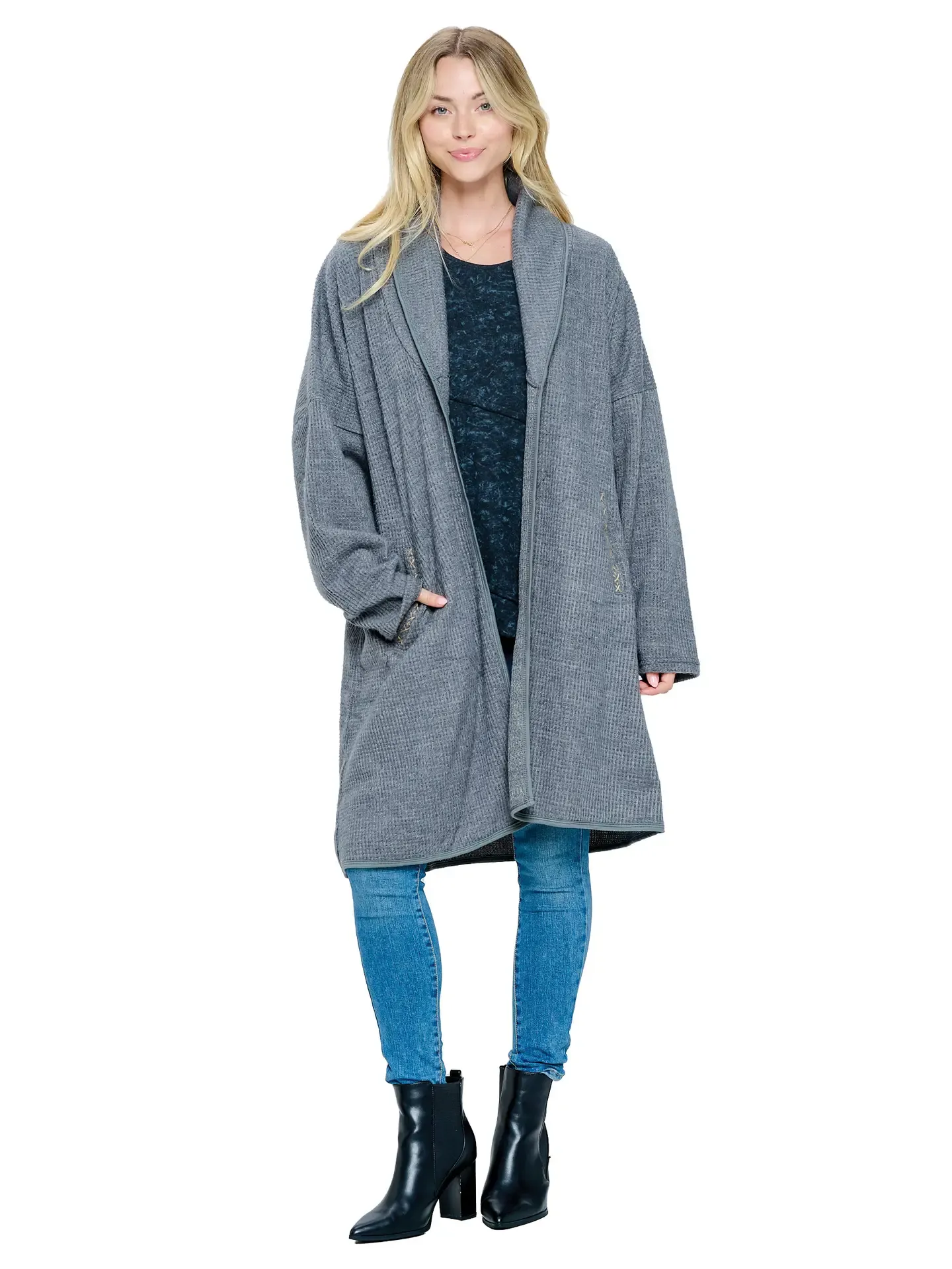 Cardigan - Stitched - Gray