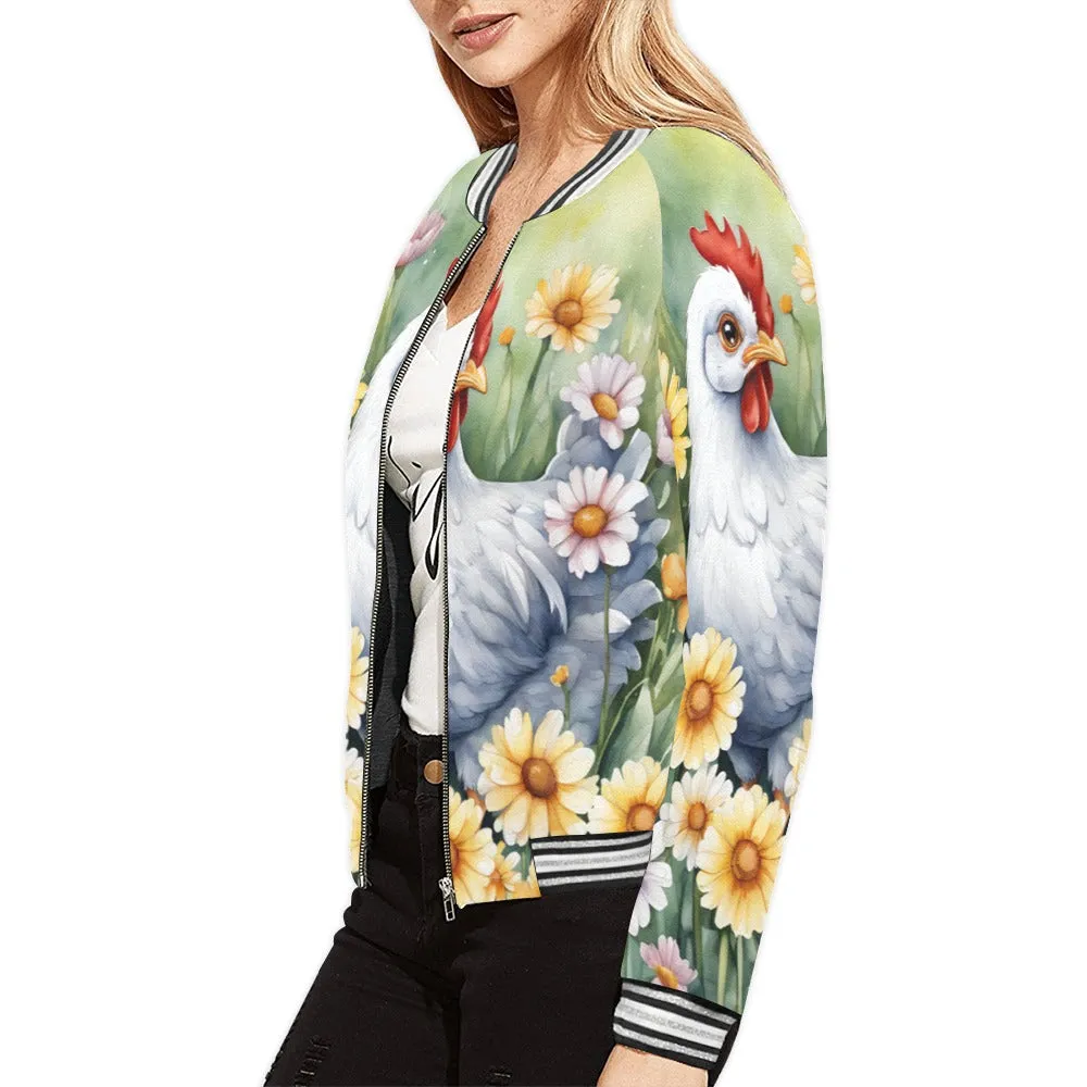 Chicken floral awd302 Bomber Jacket for Women