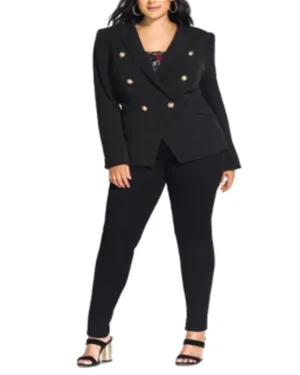 City Chic Women's Plus Rock Royalty Double Breasted Evening Jacket Black Size 24W | Black