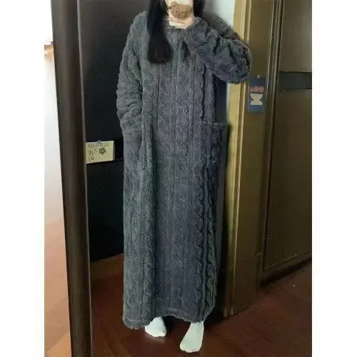 Comfortable Warm Cotton Velvet Night Dress