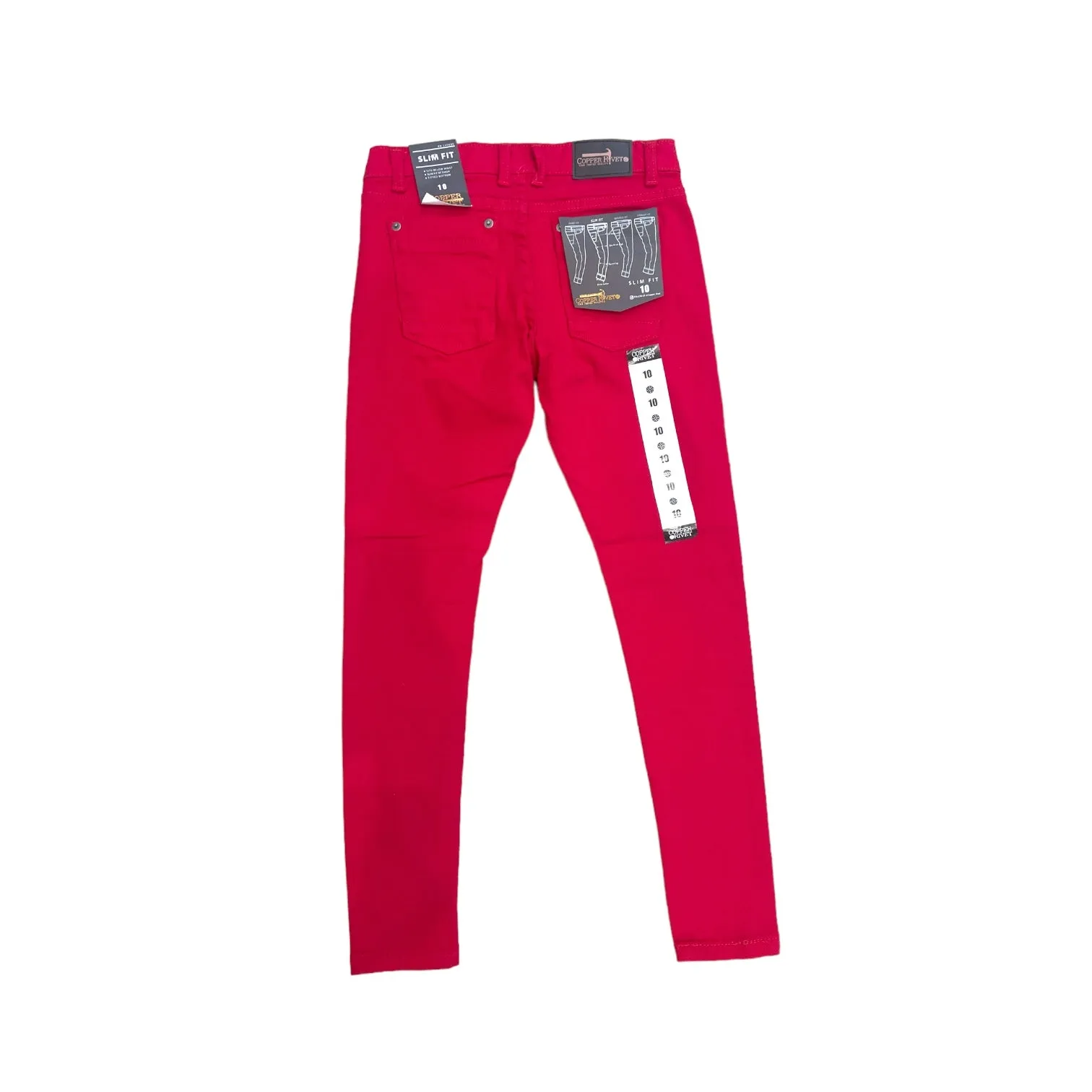 Copper Rivet Plain Slim  Boy Jean (Red)