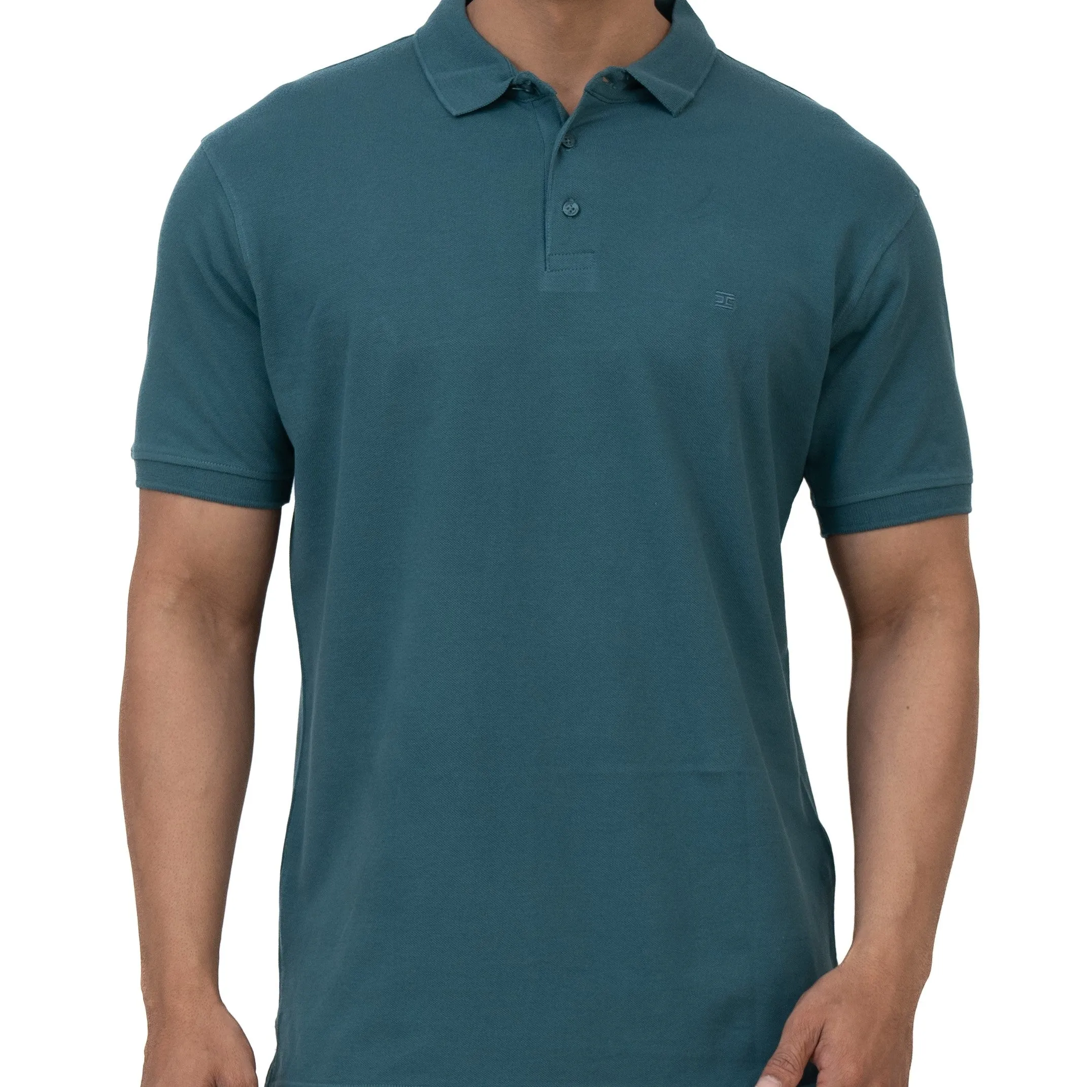 Cotstyle Cotton Fabrics Polo Short Length Plain Half Sleeve Casual & Daily Wear Men's T Shirts - Pack of 1 - Hydro Teal Colour