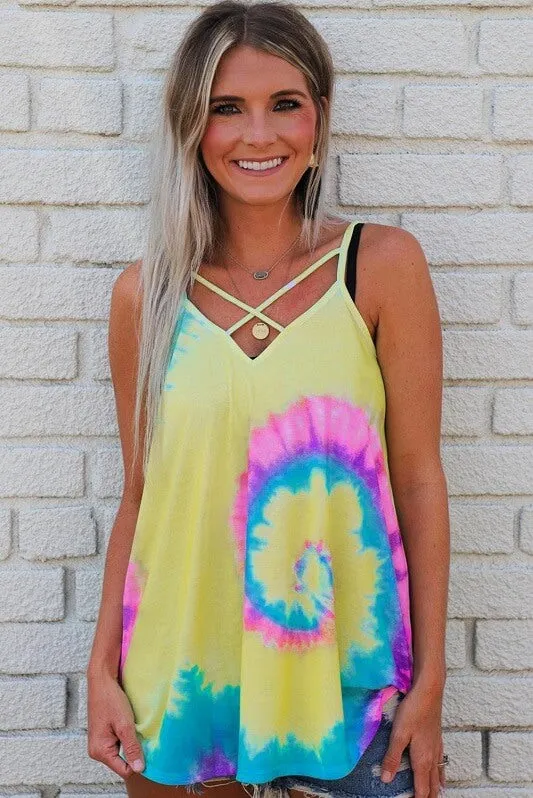 Criss Cross Tie Dye Tank