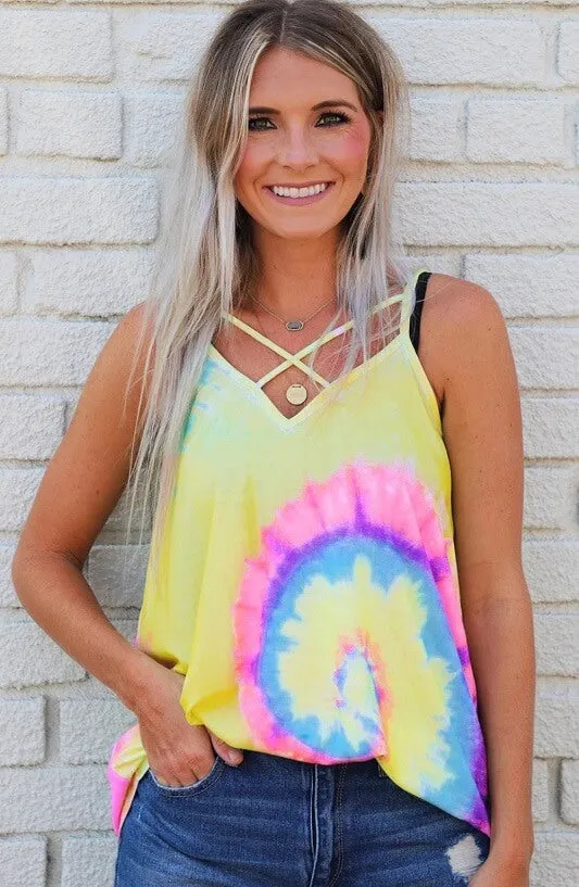 Criss Cross Tie Dye Tank