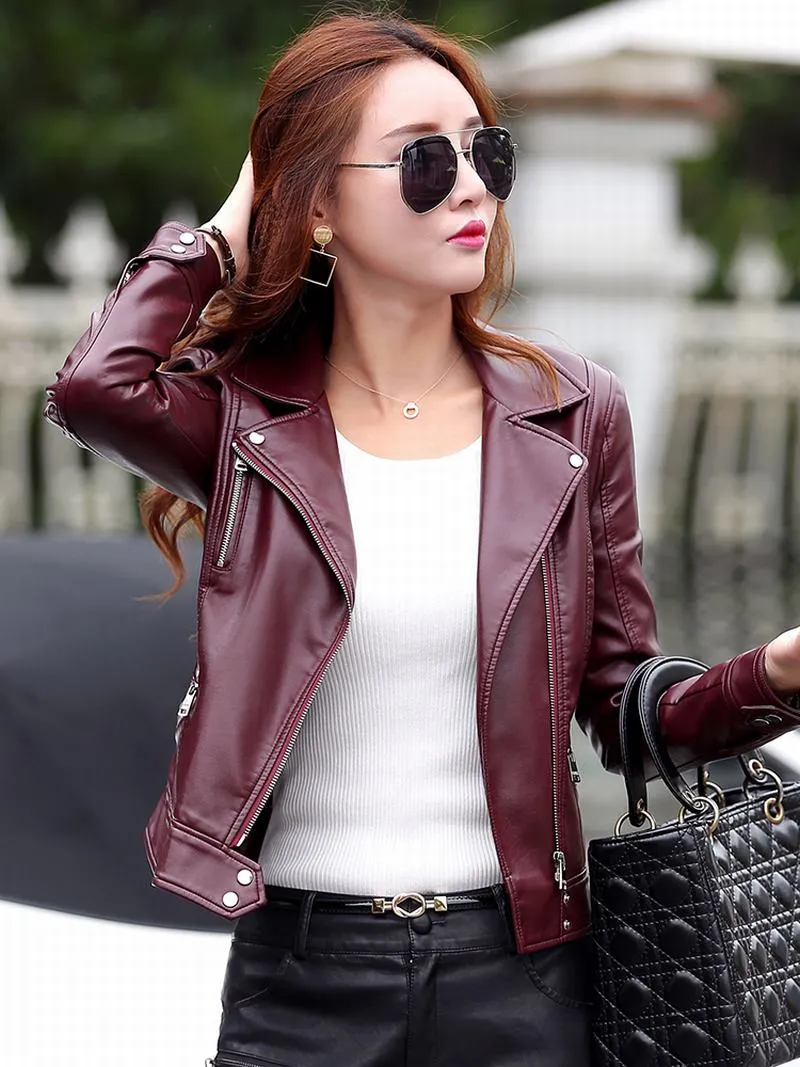 Crista Fall Genuine Leather Motorcycle Jacket for Women