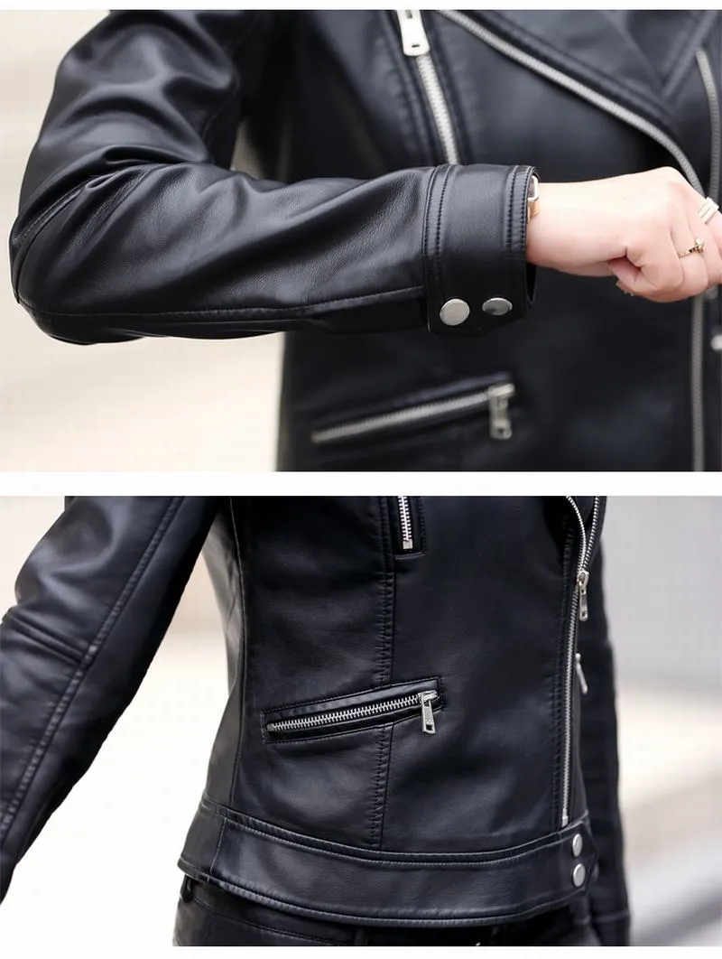 Crista Fall Genuine Leather Motorcycle Jacket for Women