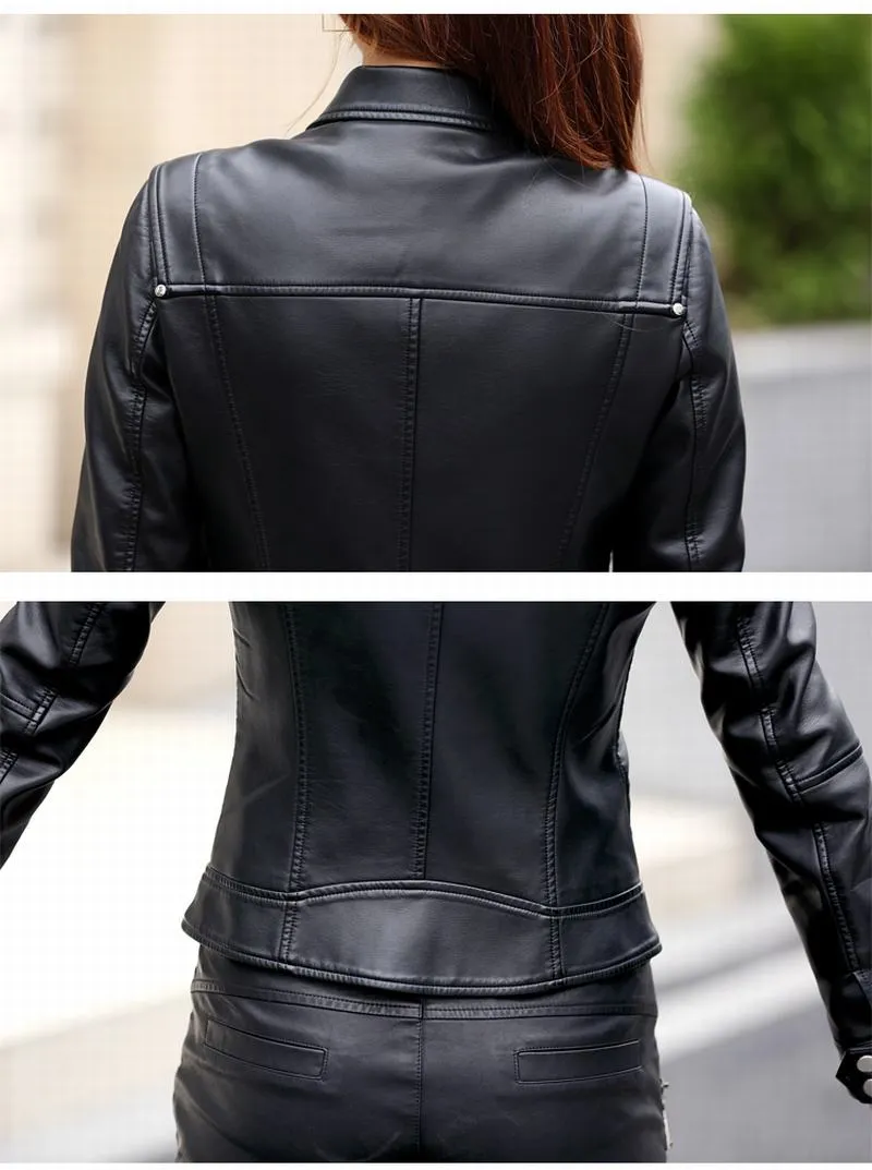 Crista Fall Genuine Leather Motorcycle Jacket for Women