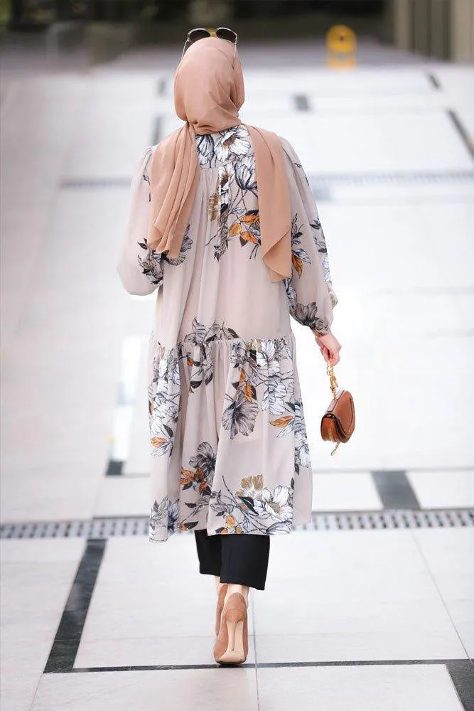 Elegant Elif Floral Button-Down Tunic