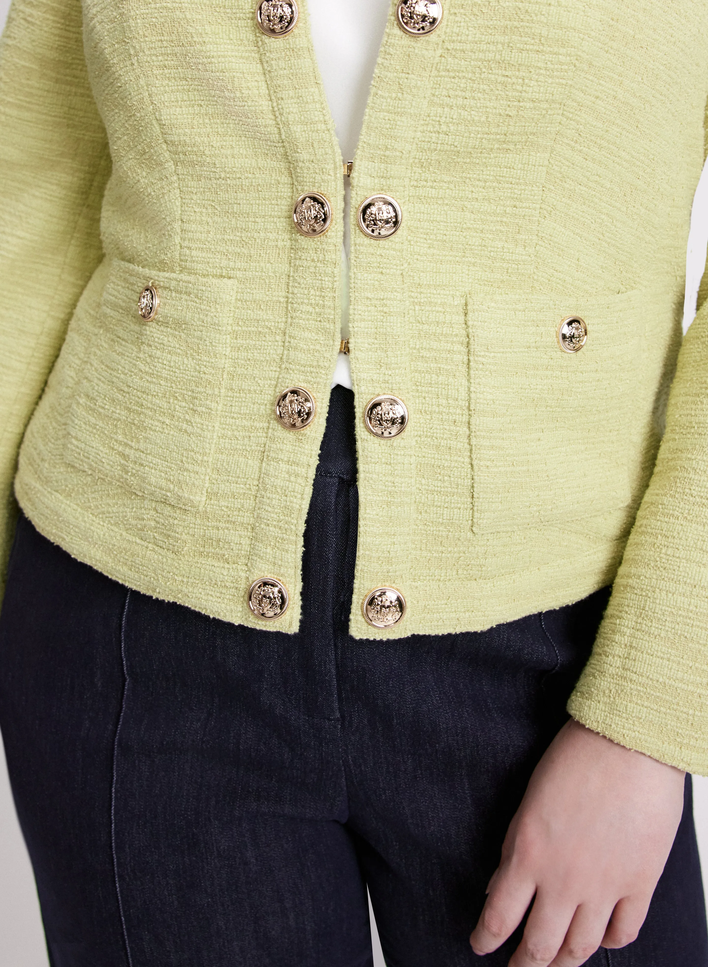 Embossed Button Bouclé Jacket