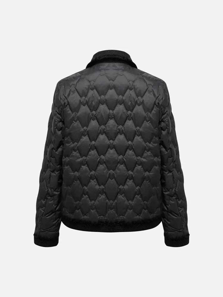 EP YAYING Wool Bouclé Patchwork Down Jacket