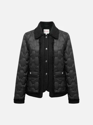 EP YAYING Wool Bouclé Patchwork Down Jacket