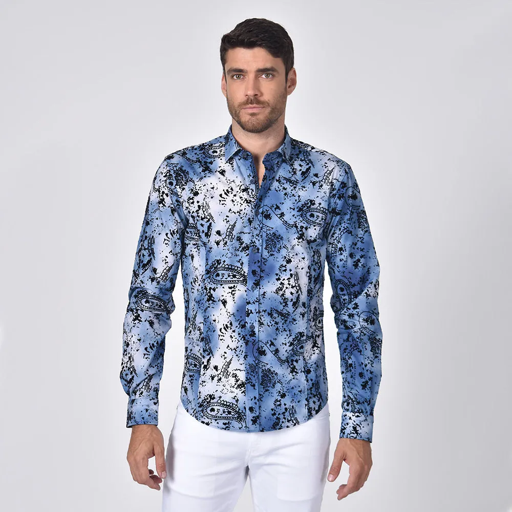 Fade Out Flocking Button Down Shirt