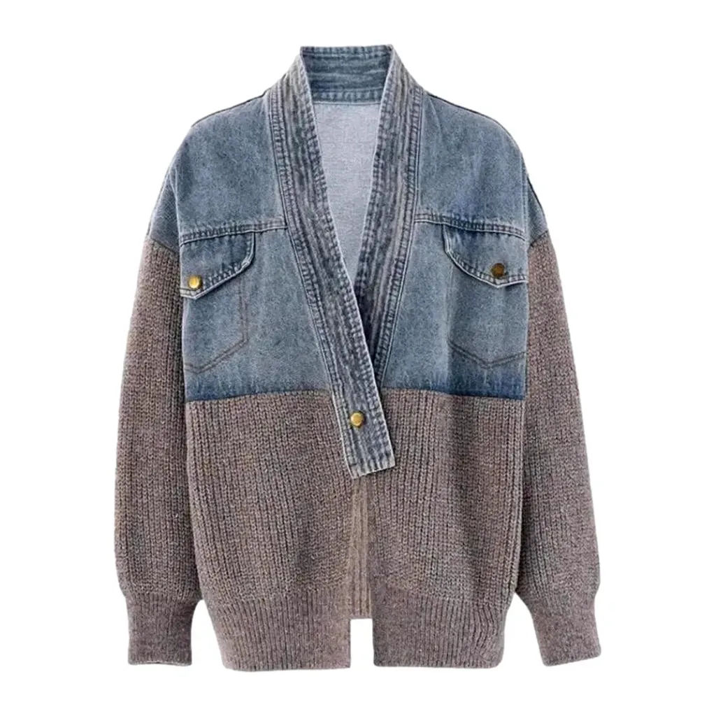 Fashionable light oversized women's jean cardigan