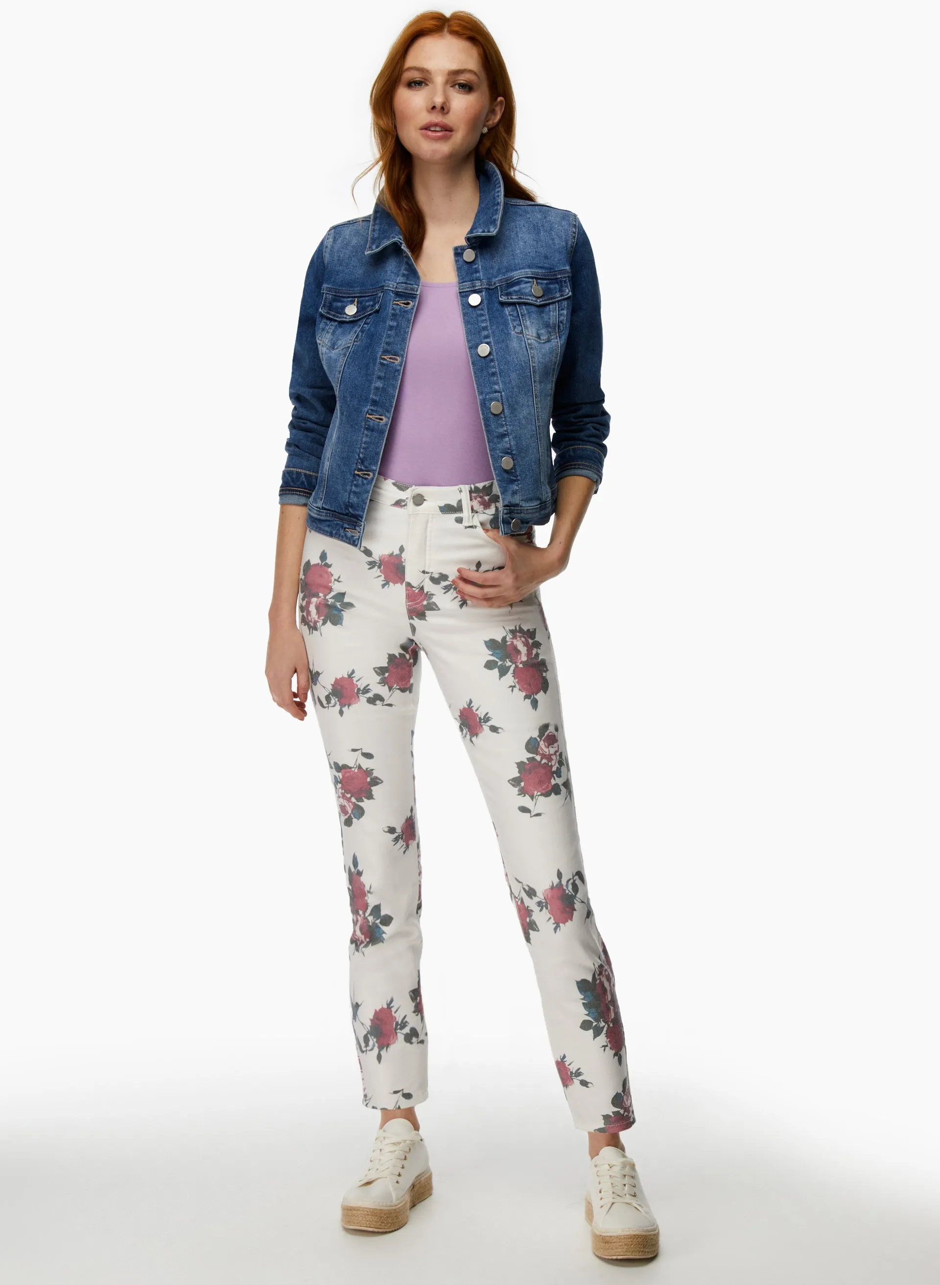 Floral Print Slim Leg Jeans