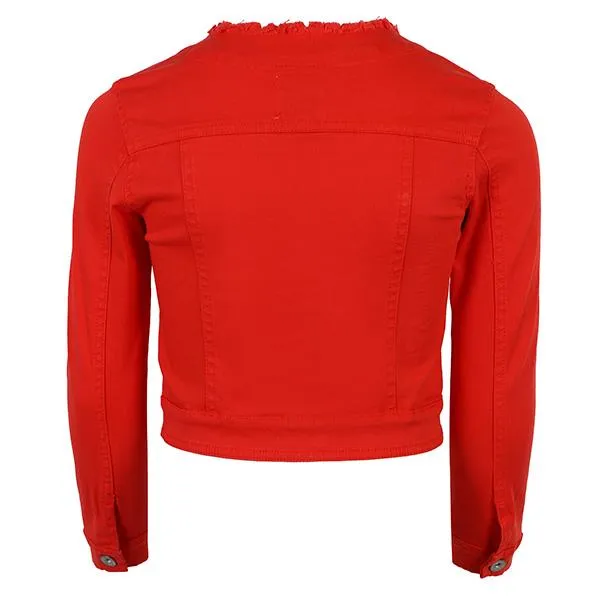 GIRLS TWILL JACKET WITH LONG SLEEVES - RED