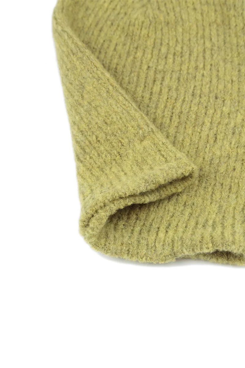 Golden Lime Wool Beanie Hat