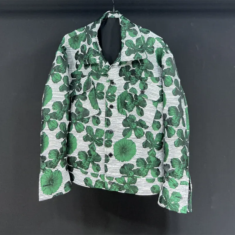 Green Loose Leaves Embossed Jacket