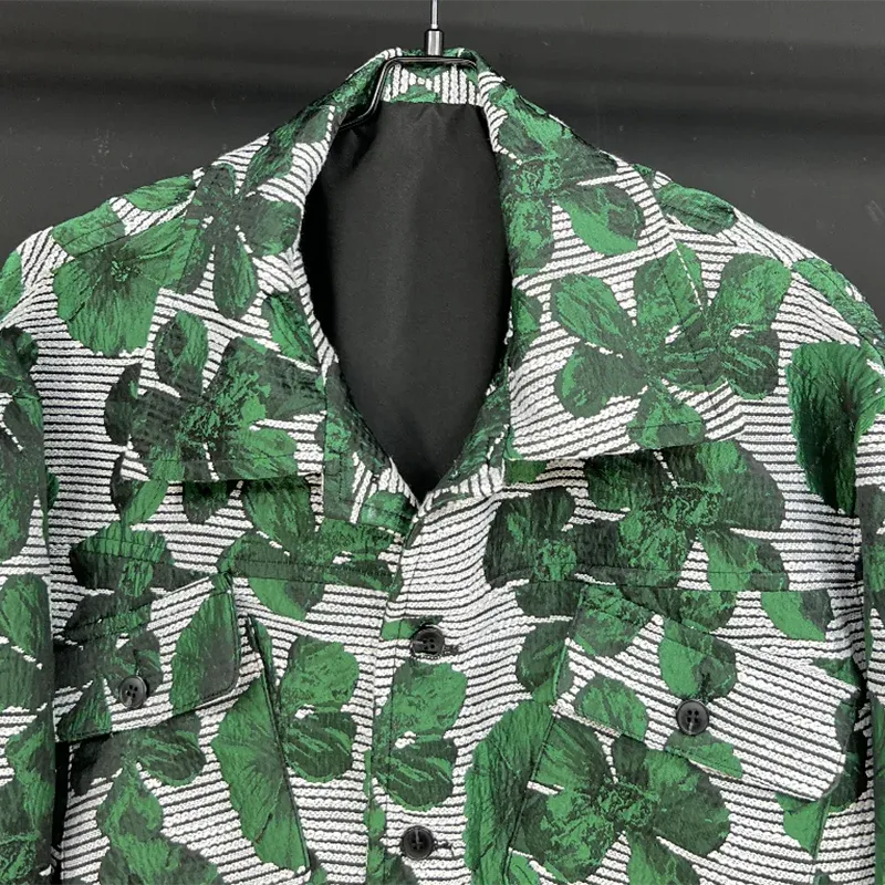 Green Loose Leaves Embossed Jacket