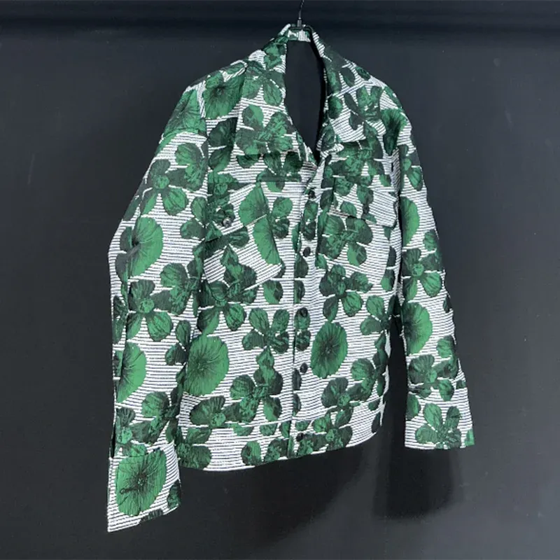 Green Loose Leaves Embossed Jacket