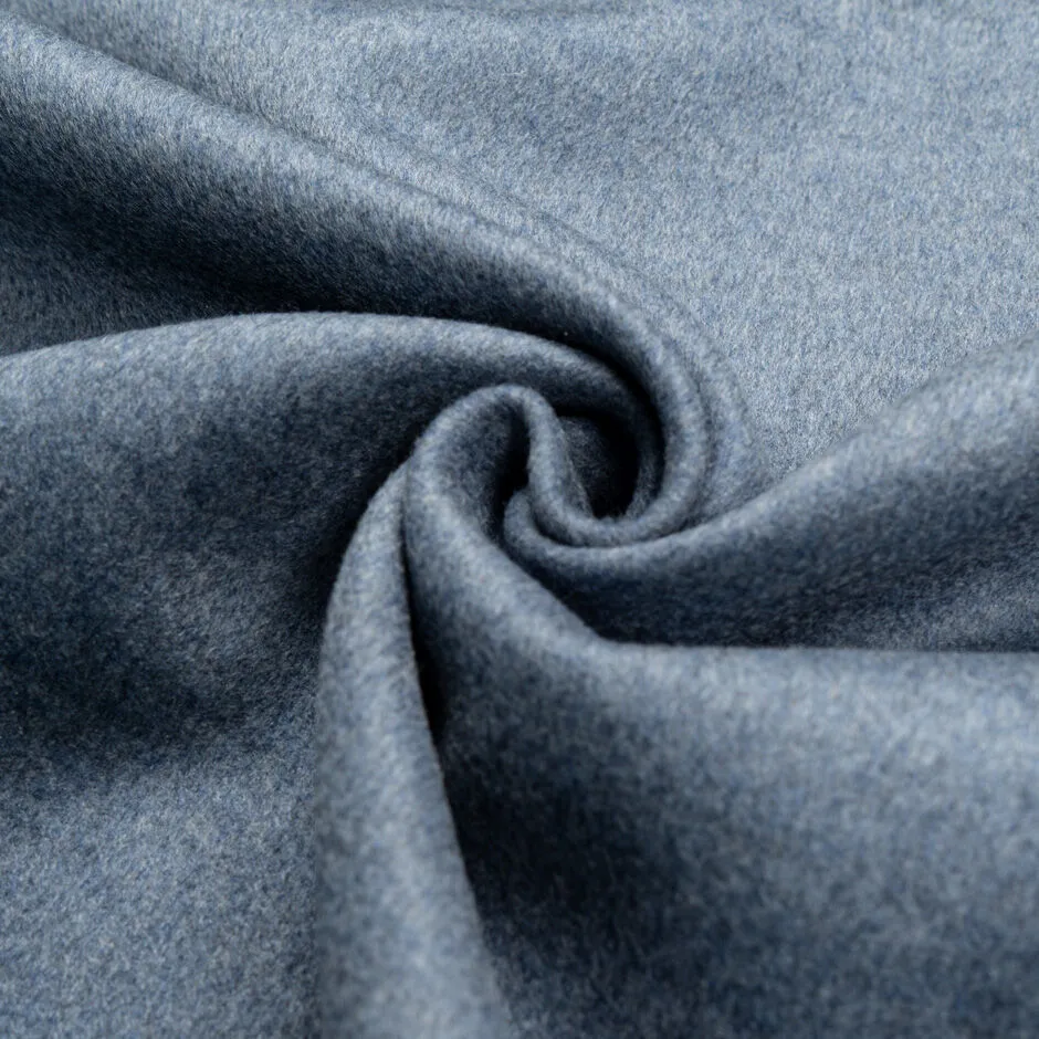 Grey & Blue Double-Faced Wool & Cashmere Blend