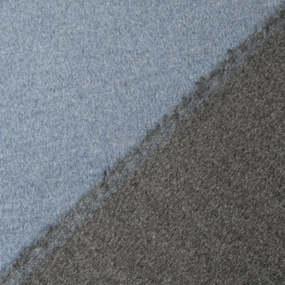 Grey & Blue Double-Faced Wool & Cashmere Blend