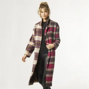 Hope Oversized Long Plaid Trench-Coat