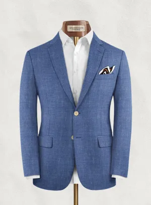 Italian Murano Cadel Blue Wool Linen Jacket