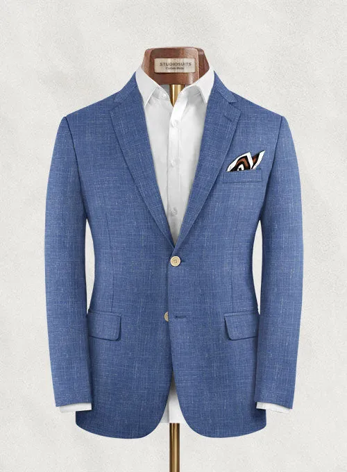 Italian Murano Cadel Blue Wool Linen Jacket