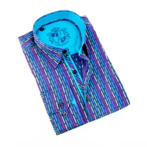 Jacquard Pattern Shirt With Blue Trim