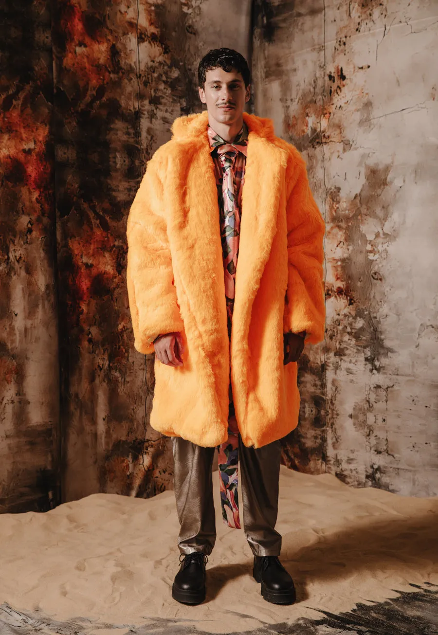 Kai Faux Fur Coat Salmon