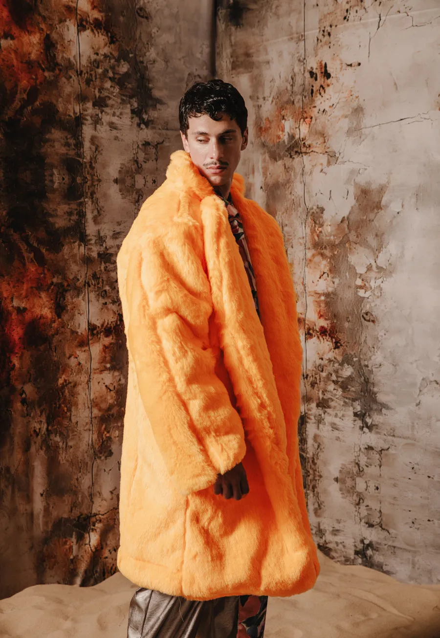 Kai Faux Fur Coat Salmon