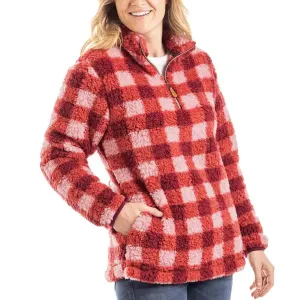 Katydid Pink and Wine Plaid Sherpa Pullover FINAL SALE